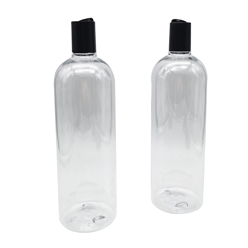 Прозрачная бутылка с гелем для душа, шампунем и лосьоном для тела