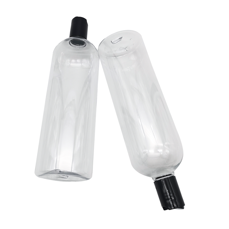 Прозрачная бутылка с гелем для душа, шампунем и лосьоном для тела