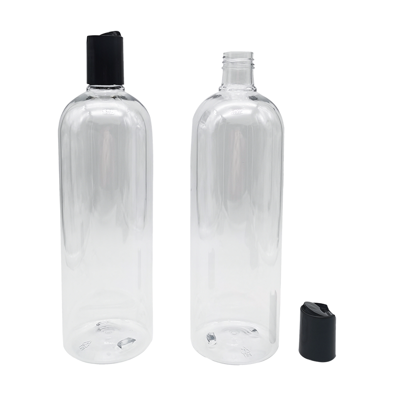 Прозрачная бутылка с гелем для душа, шампунем и лосьоном для тела